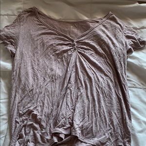 pink and white striped tee